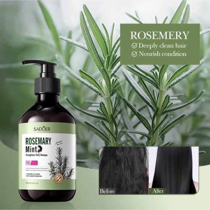 Sampon fortifiant Sadoer Rosemary Mint 350ml cu 98% Extracte Naturale de Rozmarin si Menta – Oil-Control, Anti-Dandruff, fortifiere fir si volum extra-dimensional [4]