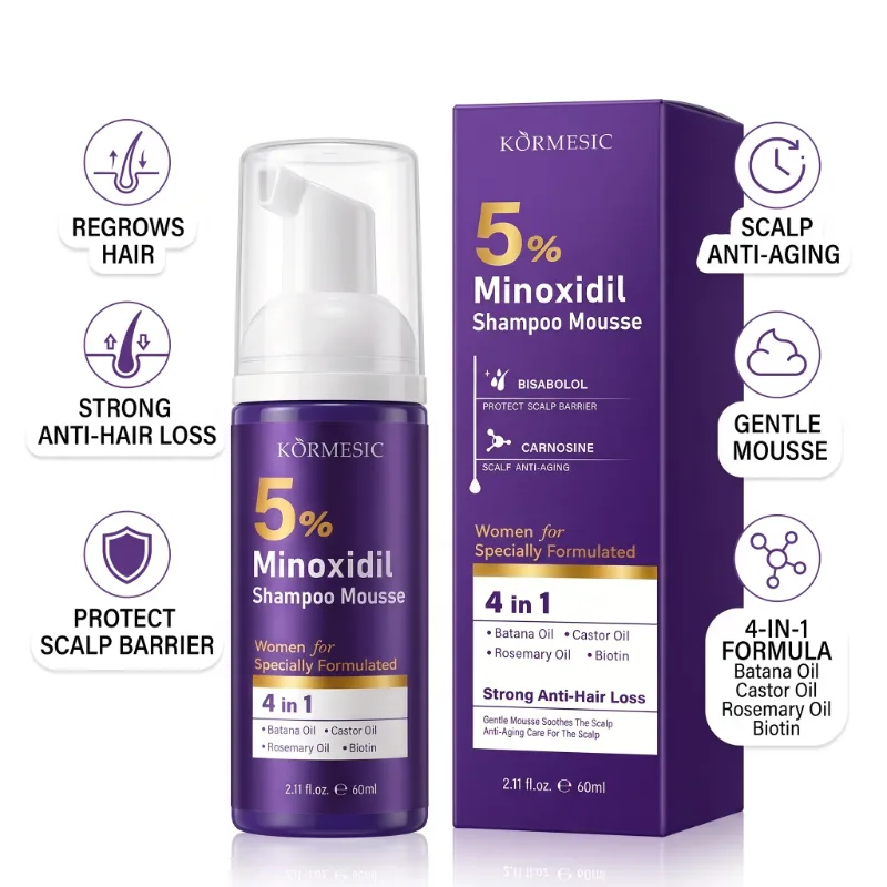 Sampon Spuma 4in1 cu 5% Minoxidil si Biotina, pentru Cresterea Parului si Hidratare Intensa, Kormesic ,60ml [3]