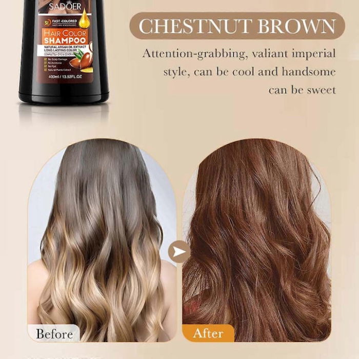 Sampon Nuantator, cu Ulei de Argan, Maro Castaniu, 400ml, SADOER [4]