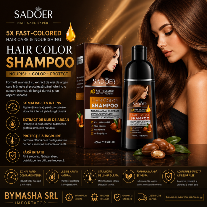 Sampon Nuantator cu Ulei de Argan, Maro Castaniu, 500 ml, Sadoer [2]