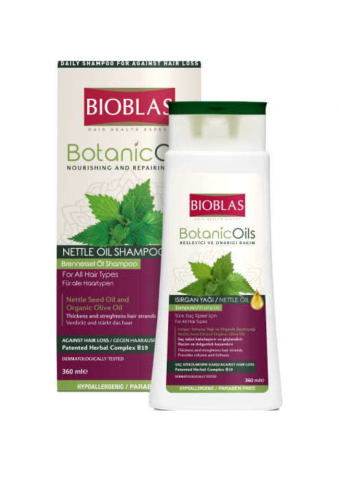 Șampon Pentru Păr Subțire și Fragil, Impotriva caderii parului, cu Ulei de Urzică, Bioblas Botanic Oils, 360 ml [1]