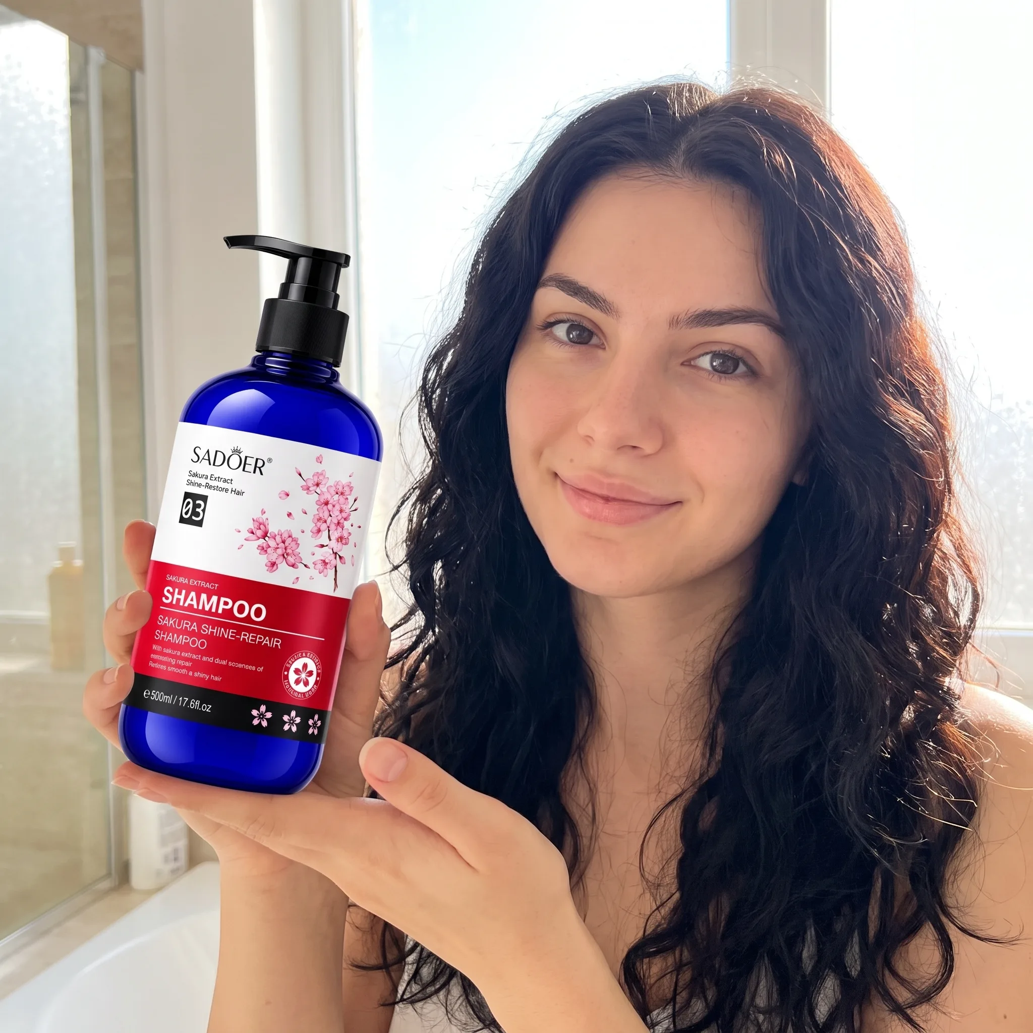 Șampon pentru Repararea și Strălucirea Părului, cu Extract de Cireșe Sakura, Sadoer, 500ml [4]