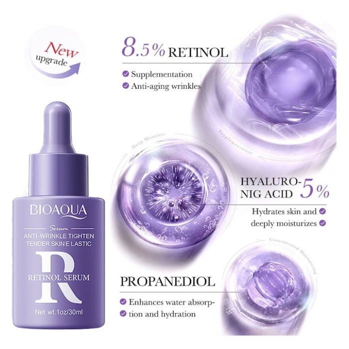 Ser Antirid cu Retinol 8.5% și Acid Hialuronic 5%, Fermitate & Uniformizare Ten, BIOAQUA, 30ml [2]