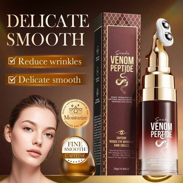 Crema antirid pentru ochi Sadoer Snake Venom Peptide 25g cu Cafeina si roller dublu metalic – reduce cearcane, riduri fine si pungi sub ochi [5]