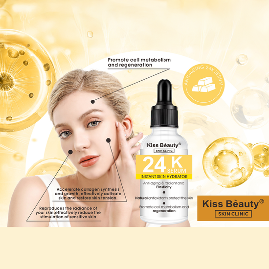 Ser cu Aur 24K și Acid Hialuronic, Antirid și Hidratant, Skin Clinic, Kiss Beauty, 30ml [2]