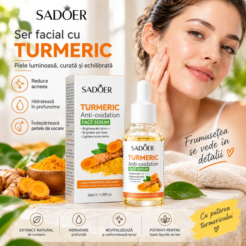 Ser Facial cu Turmeric pentru Pete Pigmentare si Post-Acneice Sadoer 30ml [5]