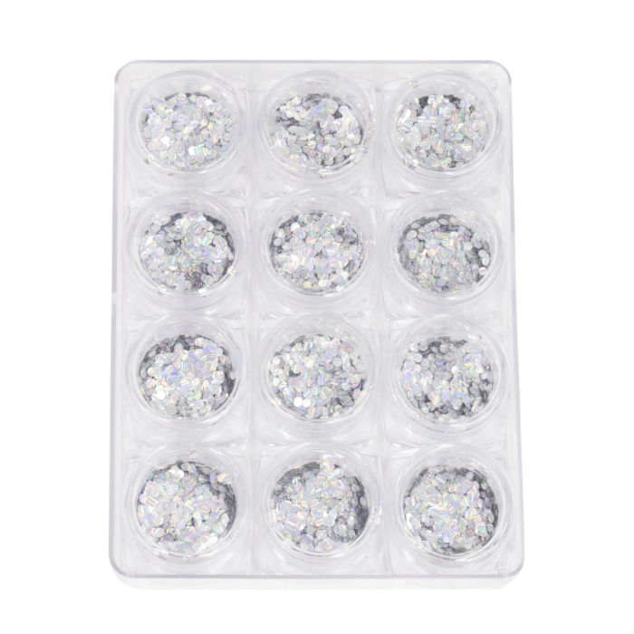 Set 12 bucati sclipici pentru unghii, argintiu [1]