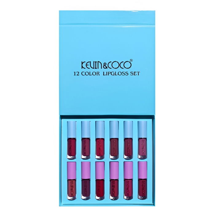 Set 12 Lip Gloss, Luciu de buze rezistent, nuante rose si nude, KEVIN & COCO [4]