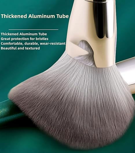 Set 14 pensule profesionale pentru machiaj, cu Suport pentru Depozitare, Verde [12]