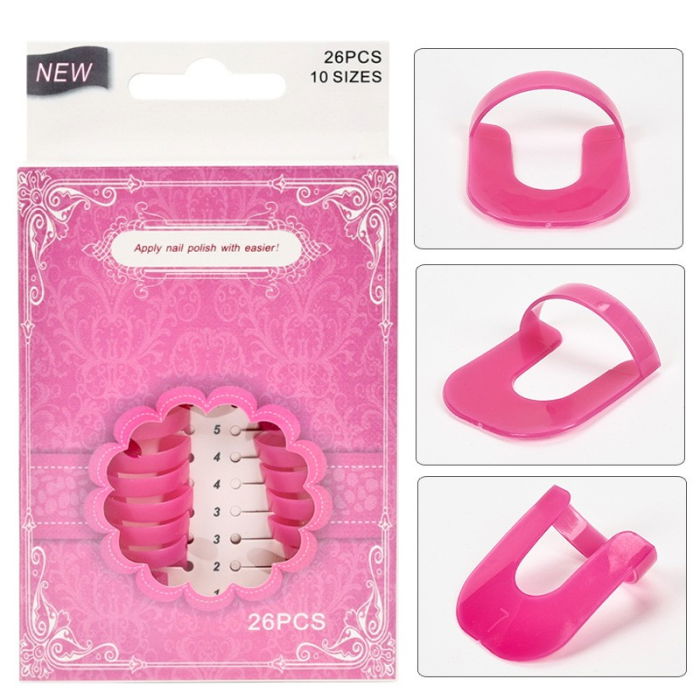 Set 26 buc Sabloane Reutilizabile pentru Aplicare Oja, 10 Marimi, Roz + Sabloane French [6]