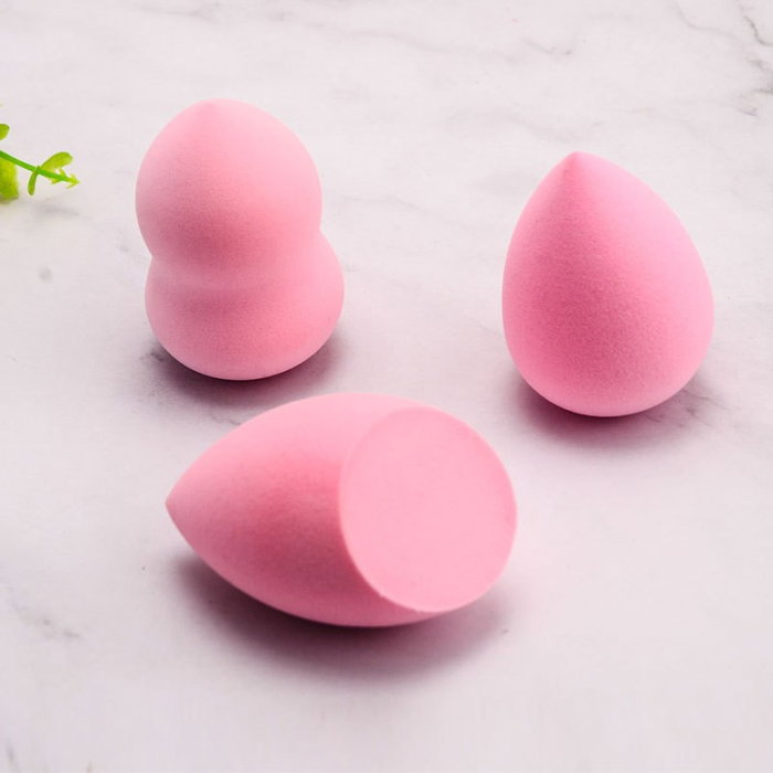 Set 3 bureți de machiaj Flippy roz – aplicator pară, lacrimă și oval tăiat, pentru fond de ten, concealer și pudră [6]