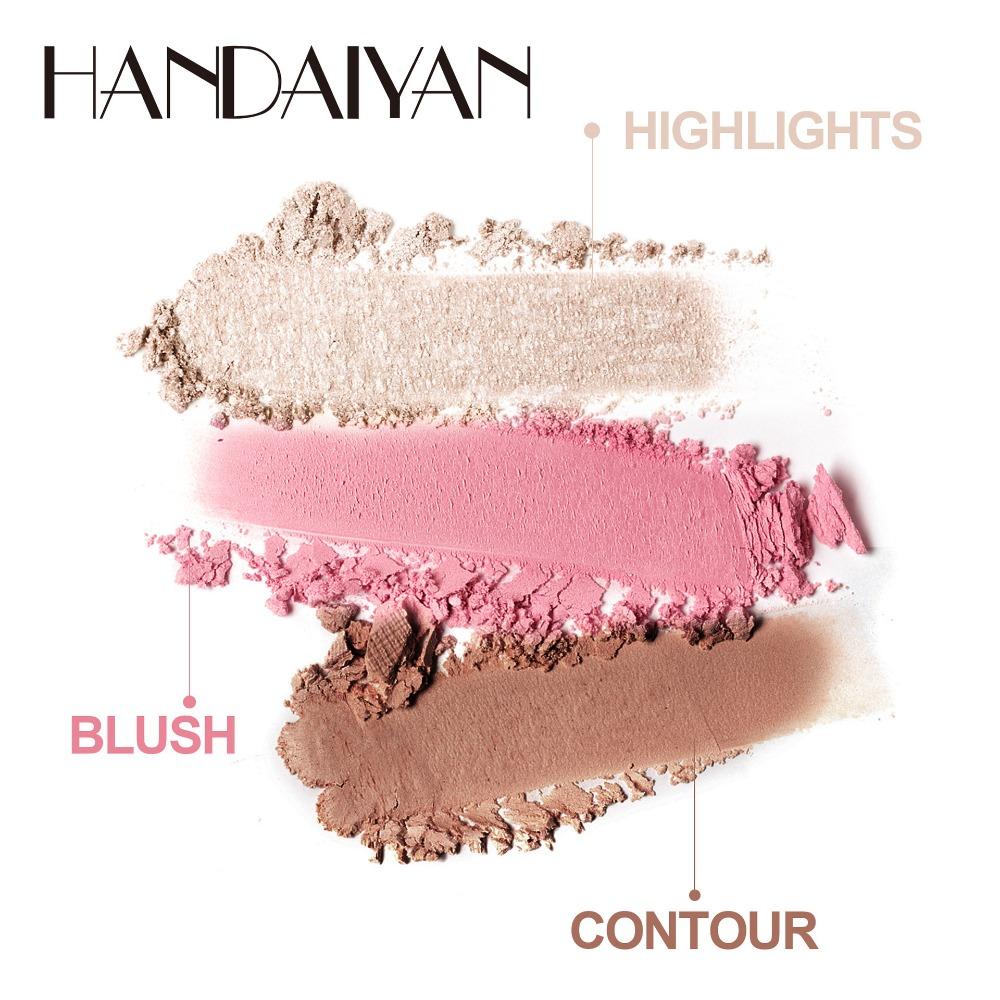 Paleta mini 3 in 1 cu Iluminator, Blush si Contour, Handaiyan, 6g [4]