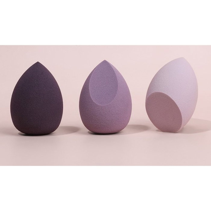 Set 6 bureti machiaj beauty blender mov in cutie depozitare forma inima – nuante mov inchis, lila si alb, aplicator fond de ten si pudra [3]