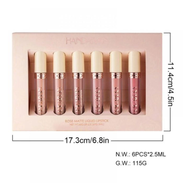 Set 6 Rujuri Mate Rezistente, Rose Matte Liquid, Handaiyan [3]