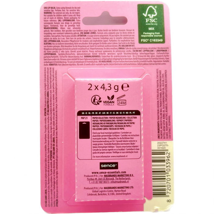 Set Balsam pentru buze sensibile, Hidratare intensa, 2 buc x 4.3 g, Sence [5]