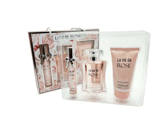 Set Cadou pentru femei, 3 piese cu Parfum, body lotion si mini parfum, La Vie en Rose [2]