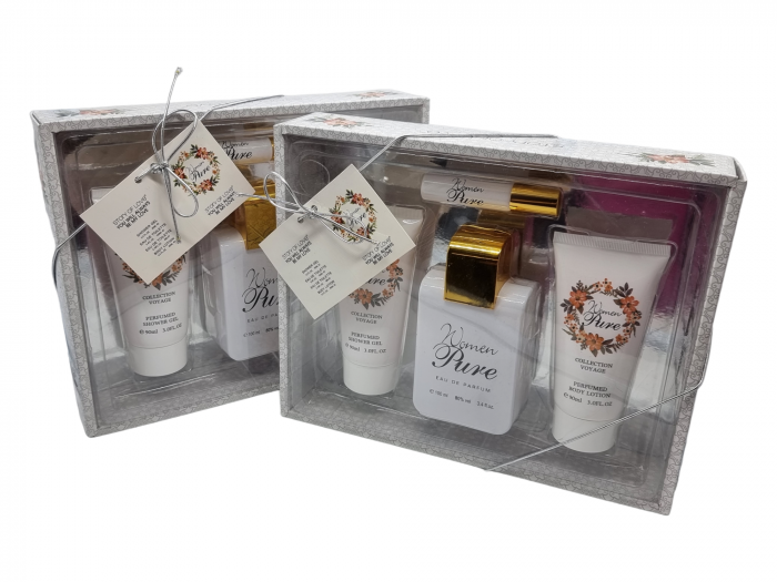 Set Cadou pentru femei, 4 piese cu Parfum, body lotion, shower gel si mini parfum, Women Pure [2]