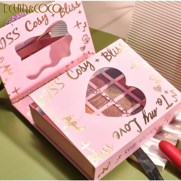 Set cu paleta farduri 40 culori nuante nude/rose, 4 Rujuri Cremoase, Cutie Roz Tip Carte, KEVIN & COCO [6]