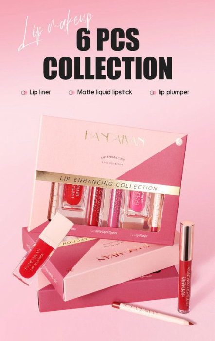 Set cu Rujuri Mate, Lip Gloss Plumper si Creioane Buze, Handaiyan, 01 [3]