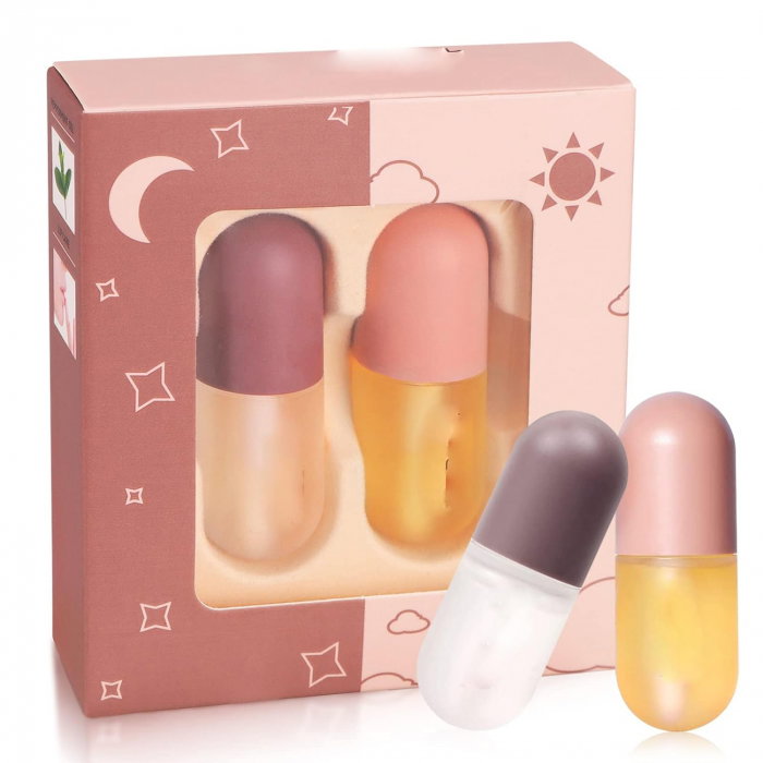 Set Luciu pentru marirea buzelor si hidratare intensa, Lip Plumper, Day And Night Double Effect, Volum Buze, 2 bucati x 5.5ml [4]