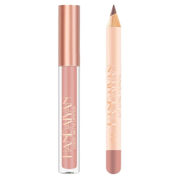 Set Ruj lichid mat si Creion, Liquid Matte Lipstick, 01, HANDAIYAN [2]