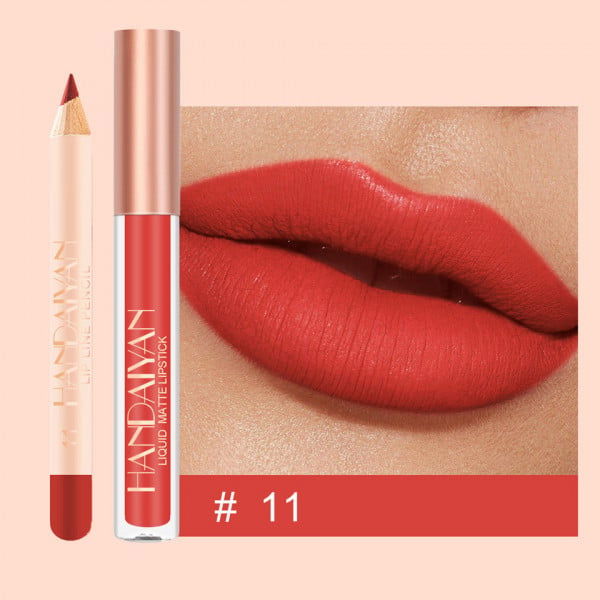 Set Ruj lichid mat si Creion, Liquid Matte Lipstick, 11, HANDAIYAN [4]