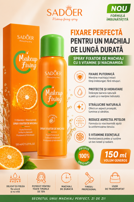 Spray pentru fixarea machiajului cu Vitamina C, Sadoer, 150ml [5]