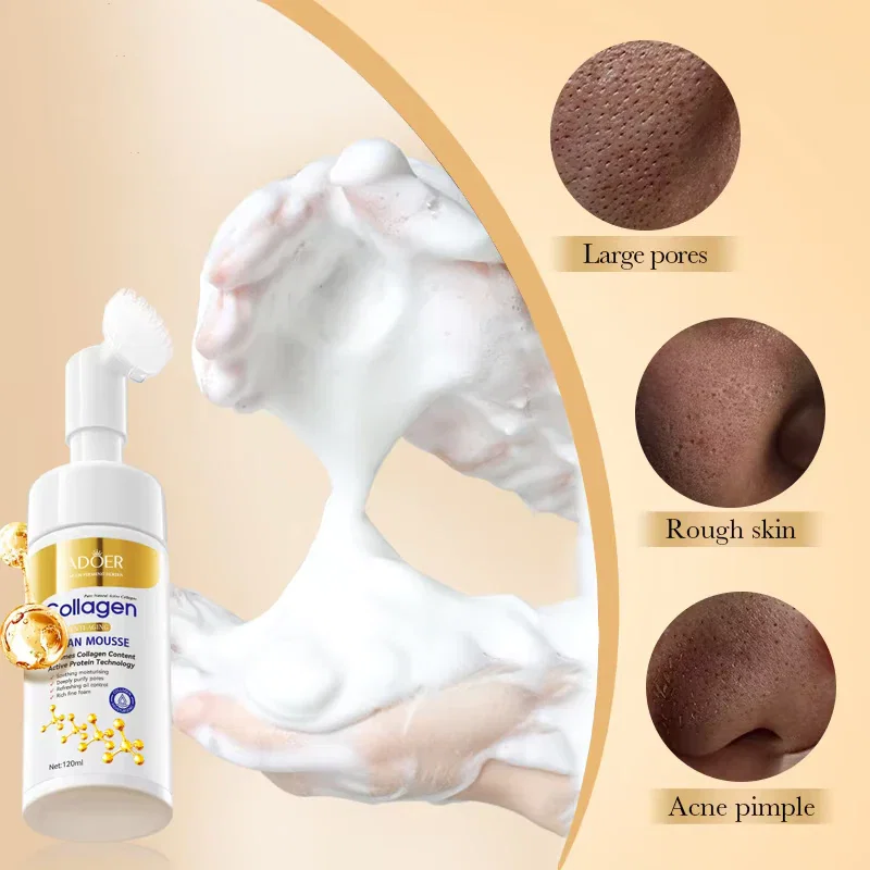 Spumă de Curățare cu Perie Inclusă și Colagen, Antirid si Hidratare, Sadoer, 120 ml [2]