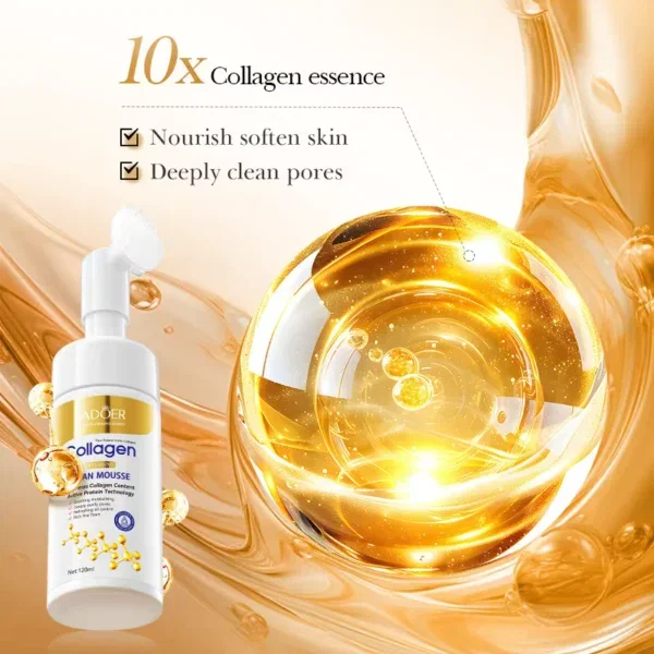 Spumă de Curățare cu Perie Inclusă și Colagen, Antirid si Hidratare, Sadoer, 120 ml [4]