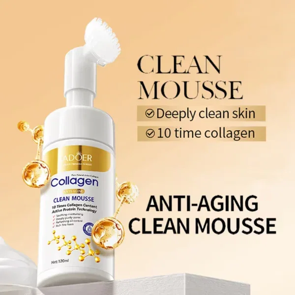 Spumă de Curățare cu Perie Inclusă și Colagen, Antirid si Hidratare, Sadoer, 120 ml [3]