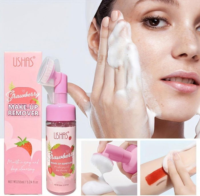 Spuma demachianta pentru fata, Hidratare si Curatare Intensa,  Strawberry Make-up Remover, 155 ml, Ushas [2]