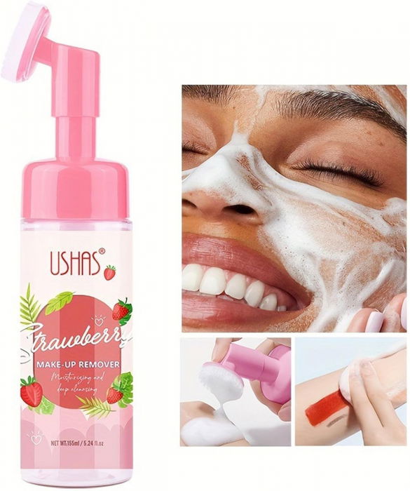 Spuma demachianta pentru fata, Hidratare si Curatare Intensa,  Strawberry Make-up Remover, 155 ml, Ushas [3]