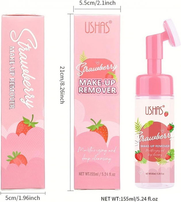 Spuma demachianta pentru fata, Hidratare si Curatare Intensa,  Strawberry Make-up Remover, 155 ml, Ushas [6]