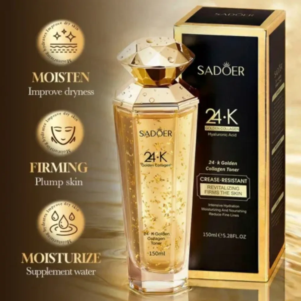 Lotiune Tonica SADOER 24K Golden Collagen Toner 150ml pentru fermitate si stralucire [2]