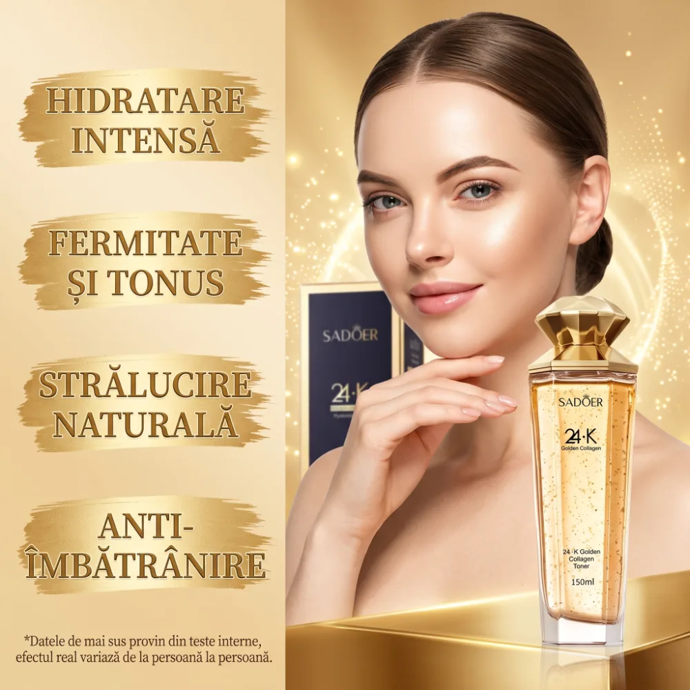 Lotiune Tonica SADOER 24K Golden Collagen Toner 150ml pentru fermitate si stralucire [3]