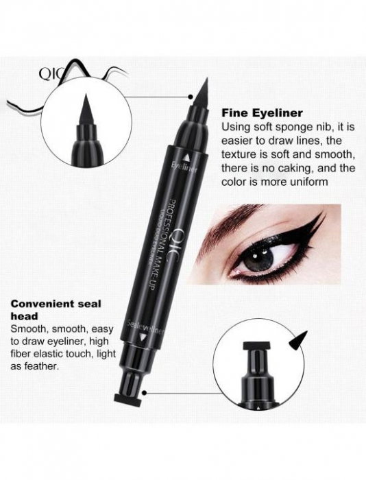 Tus/Eyeliner cu stampila  cu doua capete,  negru, QIC Magic Eyeliner [7]
