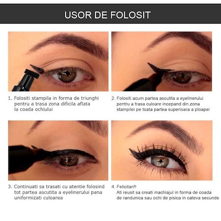 Tus/Eyeliner cu stampila, negru,  Qiaoanna [4]