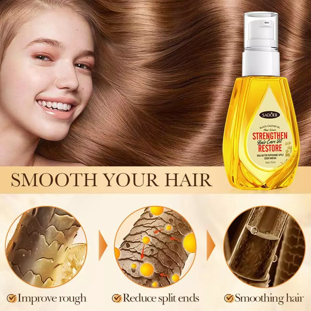 Uleiul de păr Sadoer Black Castor Oil cu 99% extracte naturale, ricin negru, unt shea și mentă pentru fortificare, restaurare și hidratare fără efect gras [2]