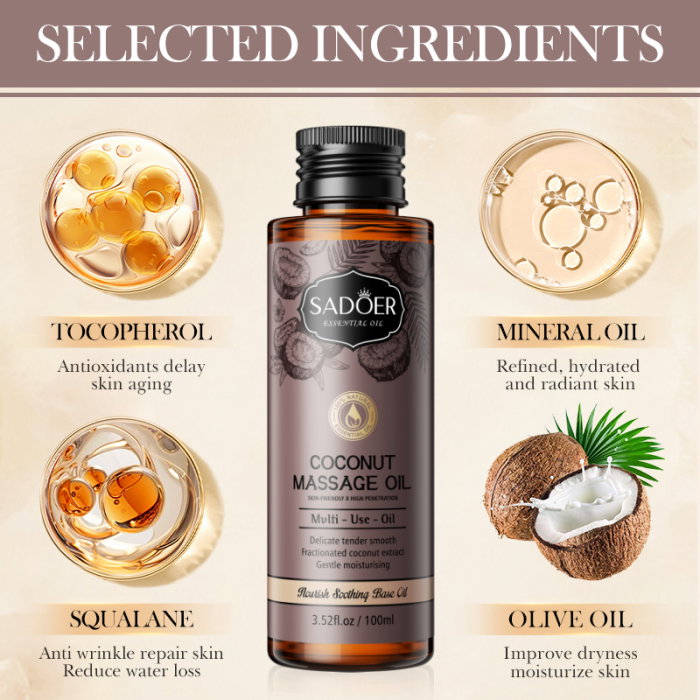 Ulei Hidratant pentru masaj cu Cocos, Multi -Use-Oil, Sadoer, 100 ml [3]