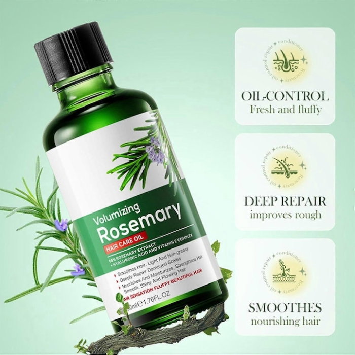 Ulei de Păr Fortifiant cu Rozmarin, Acid Hialuronic și Vitamina E, pentru Regenerare și Volum, Sadoer, 50ml [5]