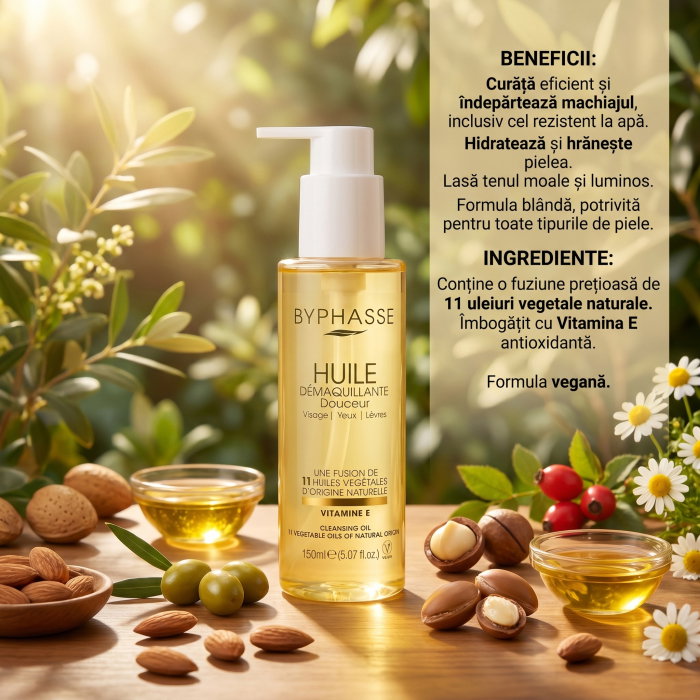 Ulei Demachiant cu Vitamina E, Vegan, Cleansing Oil Douceur, Byphasse,150ml [4]
