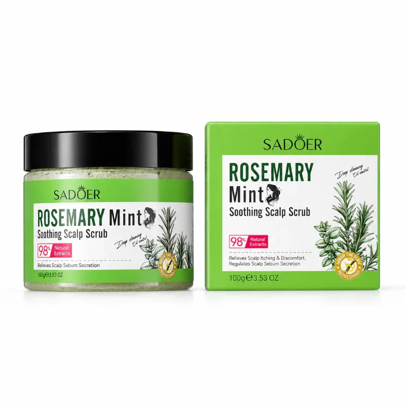 INGRIJIRE PAR - Scrub Calmant pentru Scalp SADOER cu Rozmarin si Menta – Exfoliere, Control Sebum si Prospetime, 100g