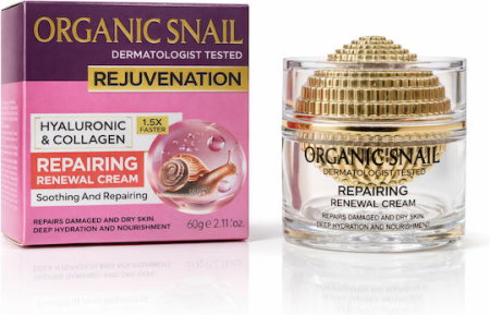 Ingrijirea tenului - Cremă antirid regeneratoare Organic Snail cu Extract de Melc, Acid Hialuronic și Colagen, 60g – hidratare intensă și rejuvenare dermatologic testată
