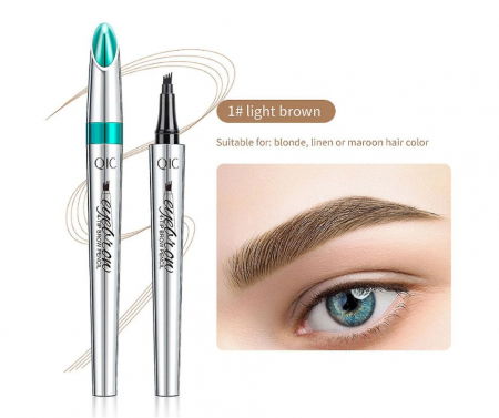 Creion pentru sprancene, long lasting si waterproof,  cu efect de microblanding,  01 Maro deschis [0]