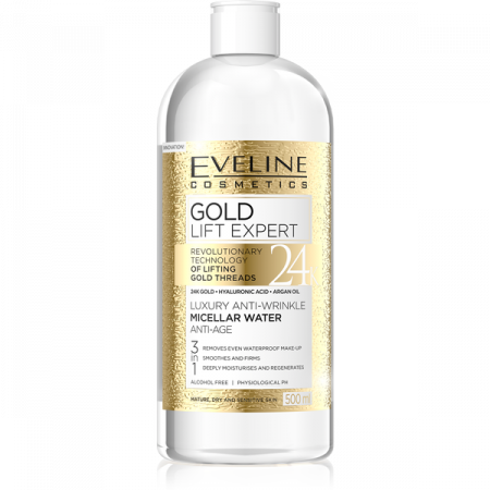 Ingrijirea tenului - Apa micelara anti-rid, 3in Gold Lift Expert 24K, 500ml, Eveline Cosmetics