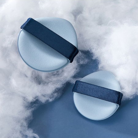 Burete Powder Puff, pentru pudra sau fond de ten, reutilizabil, albastru [3]