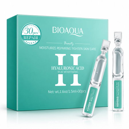Seruri și Uleiuri Faciale - Capsule cu Acid Hialuronic, Ser Antirid, Iluminare si Hidratant, Bioaqua, 30 * 1.5ml
