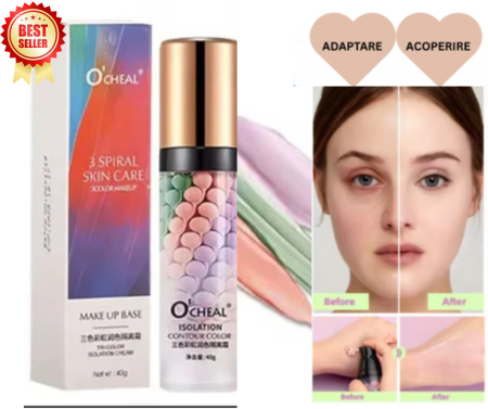 TEN - CC CREAM Makeup Base Tri-color, Acoperire, Adaptare si Hidratare, 40g, O'CHEAL
