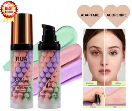 FOND DE TEN - CC CREAM 7IN1, Makeup Base Tricolor, Acoperire, Adaptare si Hidratare, 38ml, RUA