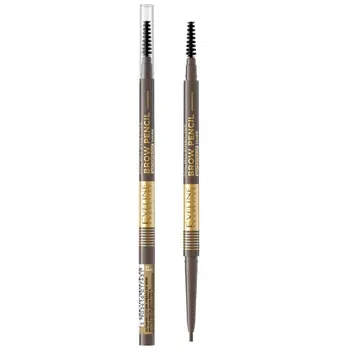 SPRÂNCENE - Creion pentru sprancene cu perie, Micro Precise Brow Pencil, Eveline Cosmetics, 03 Dark Brown